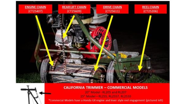 California Trimmer 20"/25" Commercial Model - Center Wheel Lift Chain - CT25609 - Image 3